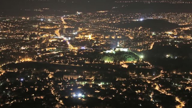live in city at night, Nitra, Slovakia, time-lapse