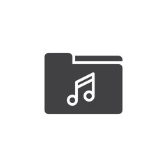 Music folder vector icon. filled flat sign for mobile concept and web design. Song archive simple solid icon. Symbol, logo illustration. Pixel perfect vector graphics