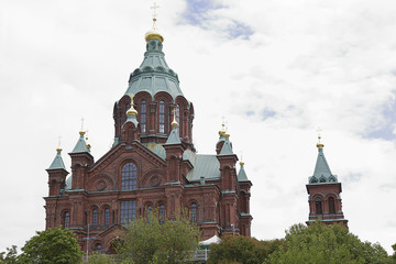 Fototapeta na wymiar Uspenski Orthodox Cathedral in Helsinki, Finland