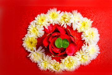 Happy Dussehra greeting card , green leaf and rice