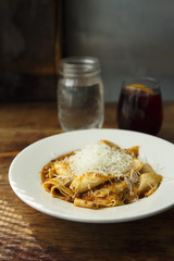 Pasta Bolognese with cheese