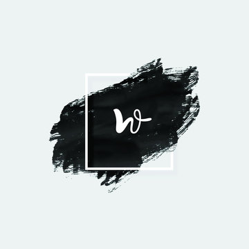 Hand Drawn Letter W Logo Design Using Brush Stroke in Black and White Color