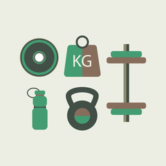 Fitness Equipment Flat Design.Vector Illustration