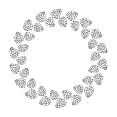Hand drawn round  vintage wreath with hop cone in engraving style. Beer frame. Vector isolated design elements.