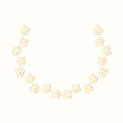 Golden award laurel wreath with hop leaves for bottle label design. Winner beer frame. Vector isolated.