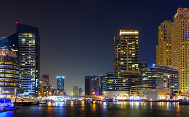 Dubai marina night scene in the UAE