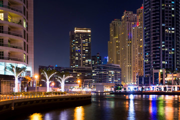 Fototapeta na wymiar Dubai marina night scene in the UAE