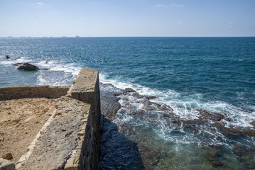 Seaside walls surrounding Acre city  northern side