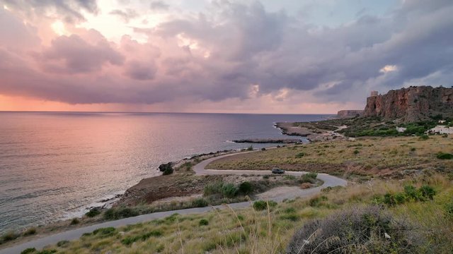 Beautiful sunset on San Vito Lo Capo, Sicily, Italy.