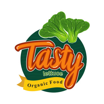 Tasty Healthy Meal with Lettuce Mustard Emblem Badge