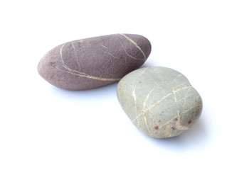 Pebbles stone, heap of stones isolated on white background, sea pebble