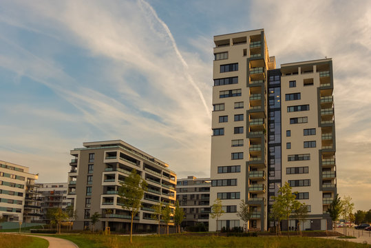 An area with new built apartment buildings