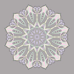 Vintage pastel color circular pattern. Art symbol