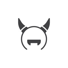 Devil mask vector icon. filled flat sign for mobile concept and web design. Horned mask simple solid icon. Symbol, logo illustration. Pixel perfect vector graphics