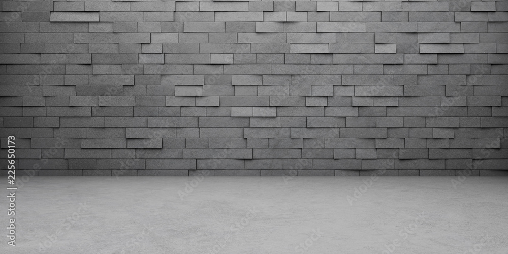 Poster Abstract of empty concrete architecture space with the sun light cast shadow on the random rhythm of tilt  block,3D rendering.