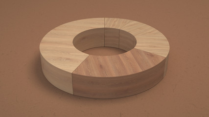 Wooden ring pie chart with one darker sector