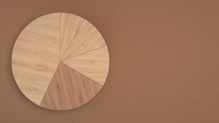 Wooden pie chart with one darker sector