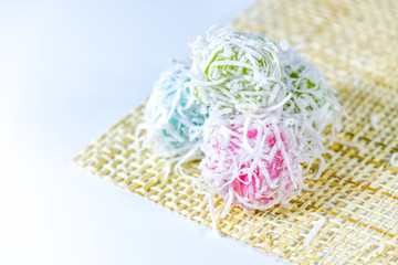 Thai Traditional dessert. Thai dessert made from sweet sticky rice and coconut.