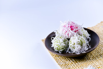 Thai Traditional dessert. Thai dessert made from sweet sticky rice and coconut.