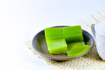 Thai sweetmeat or Thai dessert, Multi Layer Sweet Cake or Layer Sweet Cake (Kanom Chan) made from rice flour and sugar. Once cooked, it can be peeled off layer by layer.