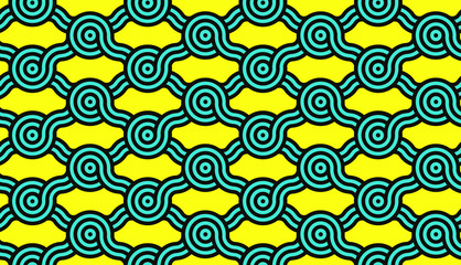 asian lattice grid seamless pattern in pop yellow blue