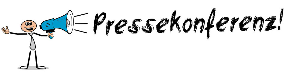 Pressekonferenz! / Mann mit Megafon