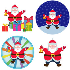 Cartoon Santa Claus with a Christmas bell.set of four illustrations