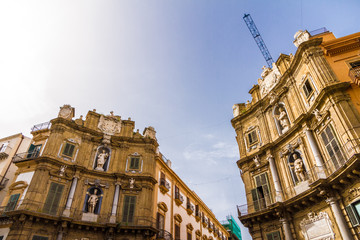 Fototapeta na wymiar Quattro Canti square in Palermo, Italy