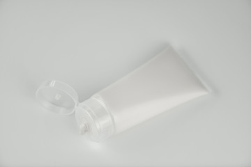 White tube mock-up for cream, tooth paste, gel, sauce, paint, glue. Packaging collection.