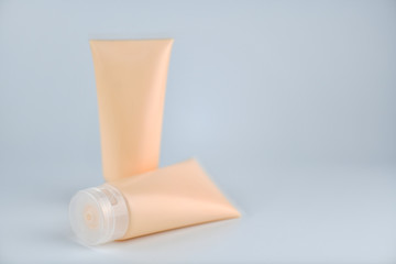 Color tube mock-up for cream, tooth paste, gel, sauce, paint, glue. Packaging collection. 