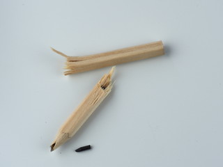 Wood pencil on white background.