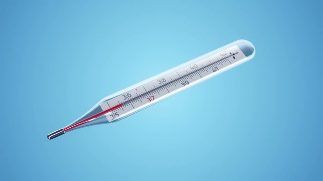 Animation of growth or down temperature in thermometer. Animation of seamless loop.
