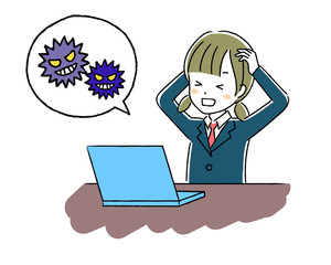 ノートパソコンと女子学生