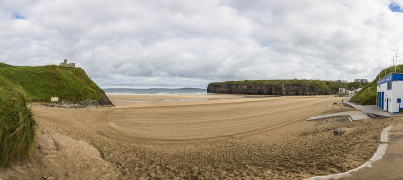 Panoramic picture over Ballybunion beach in south west Ireland