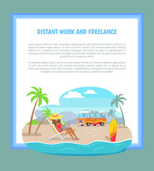 Distant Work and Freelance Poster Freelancer Woman