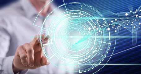 Obraz premium Man touching a technology concept