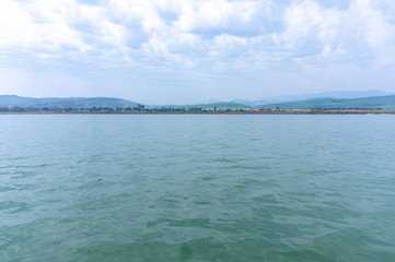 view of sea of Galilee from the local ferry, Israel
