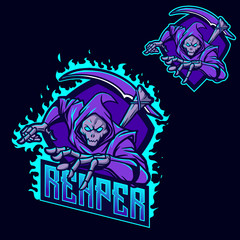 Grim reaper ninja esport gaming mascot logo template