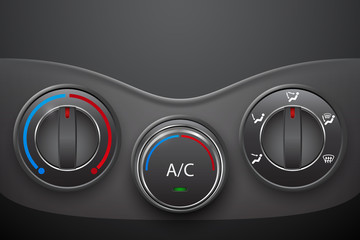Car climate control with air condition button, vector design