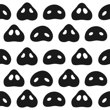 Seamless pattern with cute pigs black noses. Gift wrapping paper. Vector illustration. Isolated on white background.