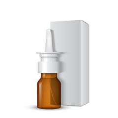 Nasal spray with package, isolated on white, vector design