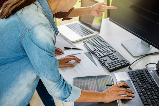 Programmer working in a software development and coding technologies. Website design.Technology concept.
