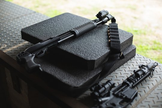 Machine gun in military training