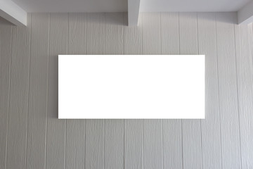 Obraz premium Blank frame on vintage white wooden wall