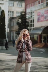 Walk around the city. Beautiful blonde