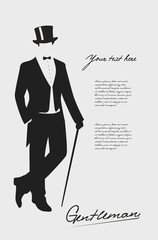 Silhouette of a gentleman in a tuxedo.