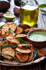 breaded Fried Eggplant slices, top view