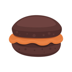 chocolate muffin american bakery product. Sweet cupcake vector illustration.
