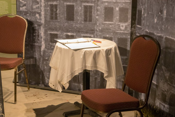 empty table and chairs
