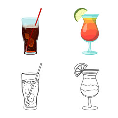 Vector design of drink and bar logo. Collection of drink and party vector icon for stock.